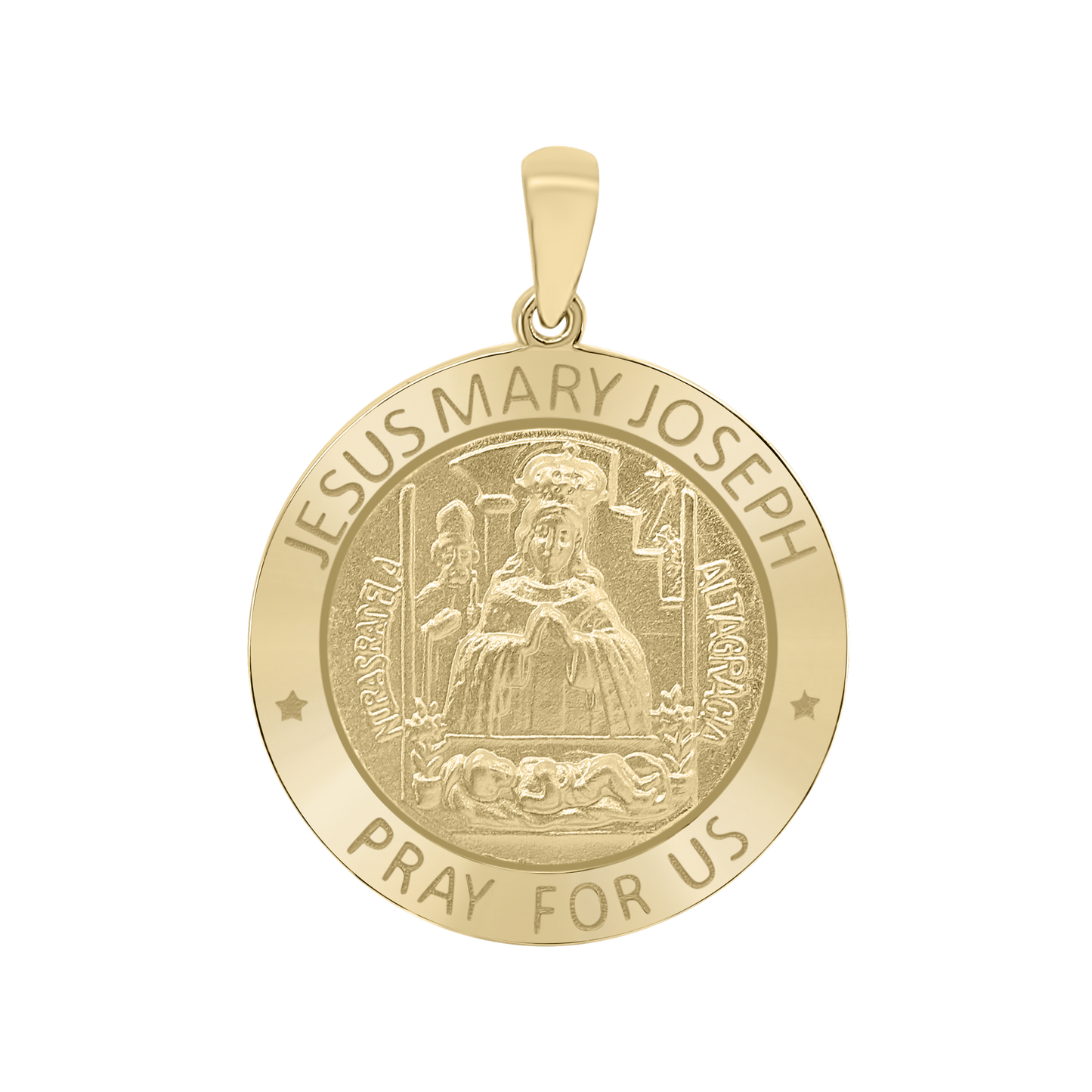 Medaille der Heiligen Familie aus 14-karätigem Gelbgold – Jesus, Maria und Josef