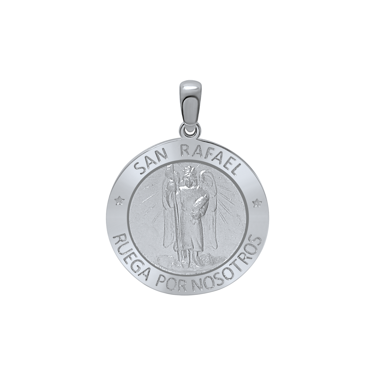 Medaillon-Anhänger mit dem Erzengel des Heiligen Raphael aus Sterlingsilber - San Rafael