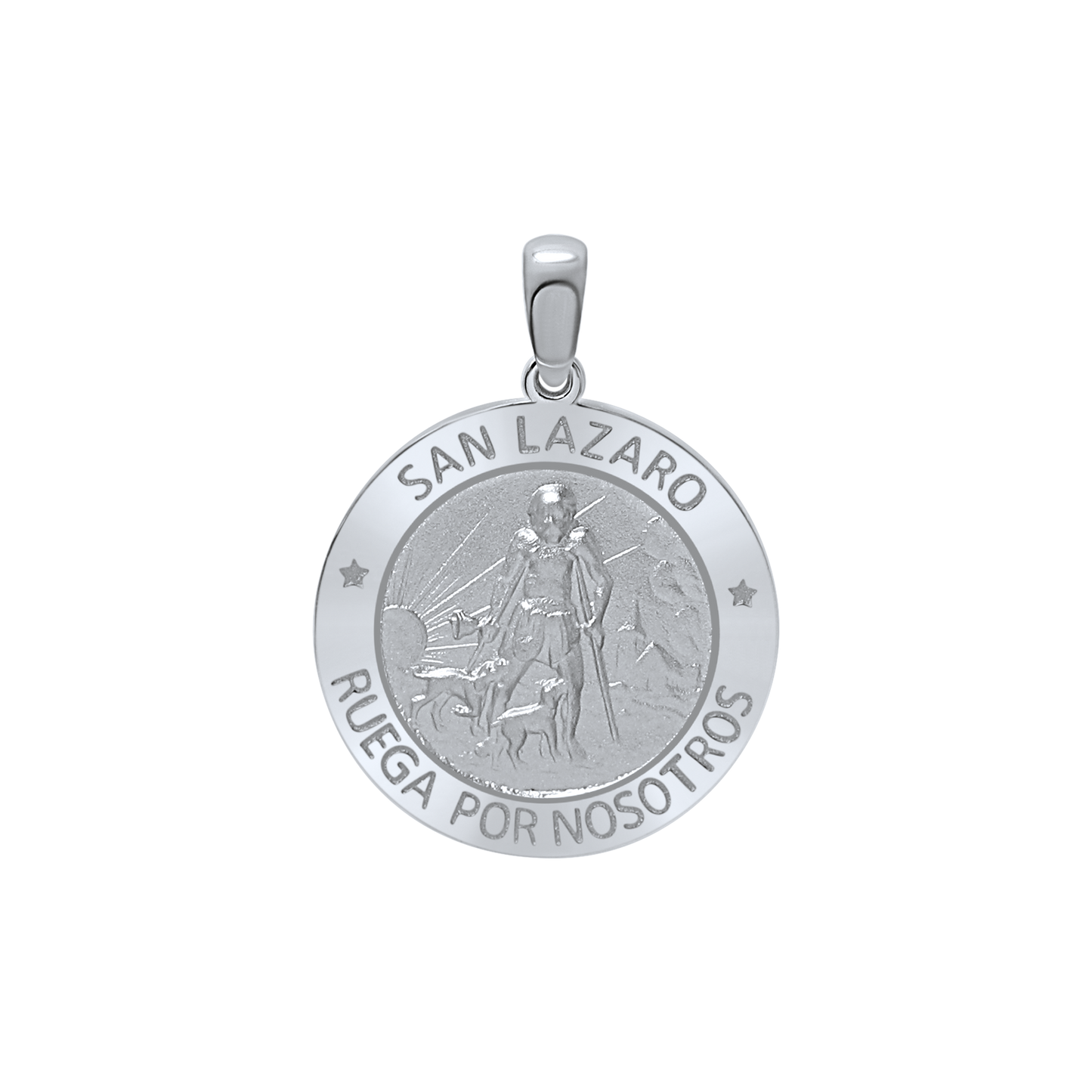 Saint Lazarus Medallion Pendant in Sterling Silver - San Lázaro