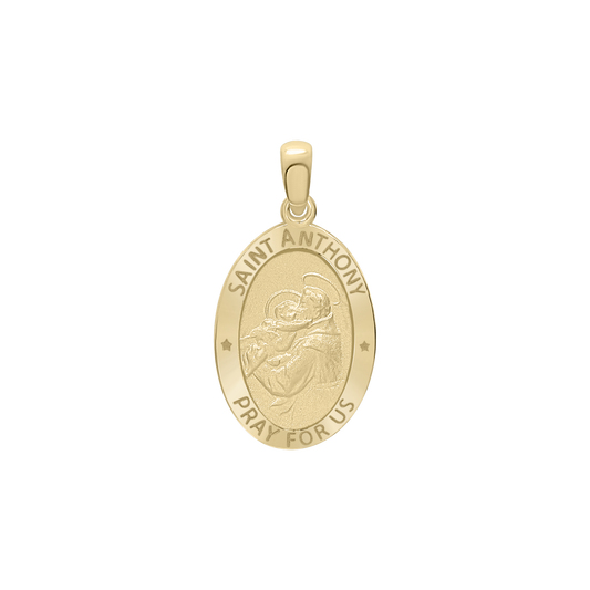 Ovales St.-Antonius-Medaillon aus 14-karätigem Gelbgold – San Antonio