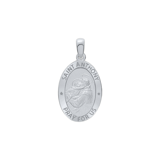 Ovale St.-Antonius-Medaille aus Sterlingsilber – San Antonio