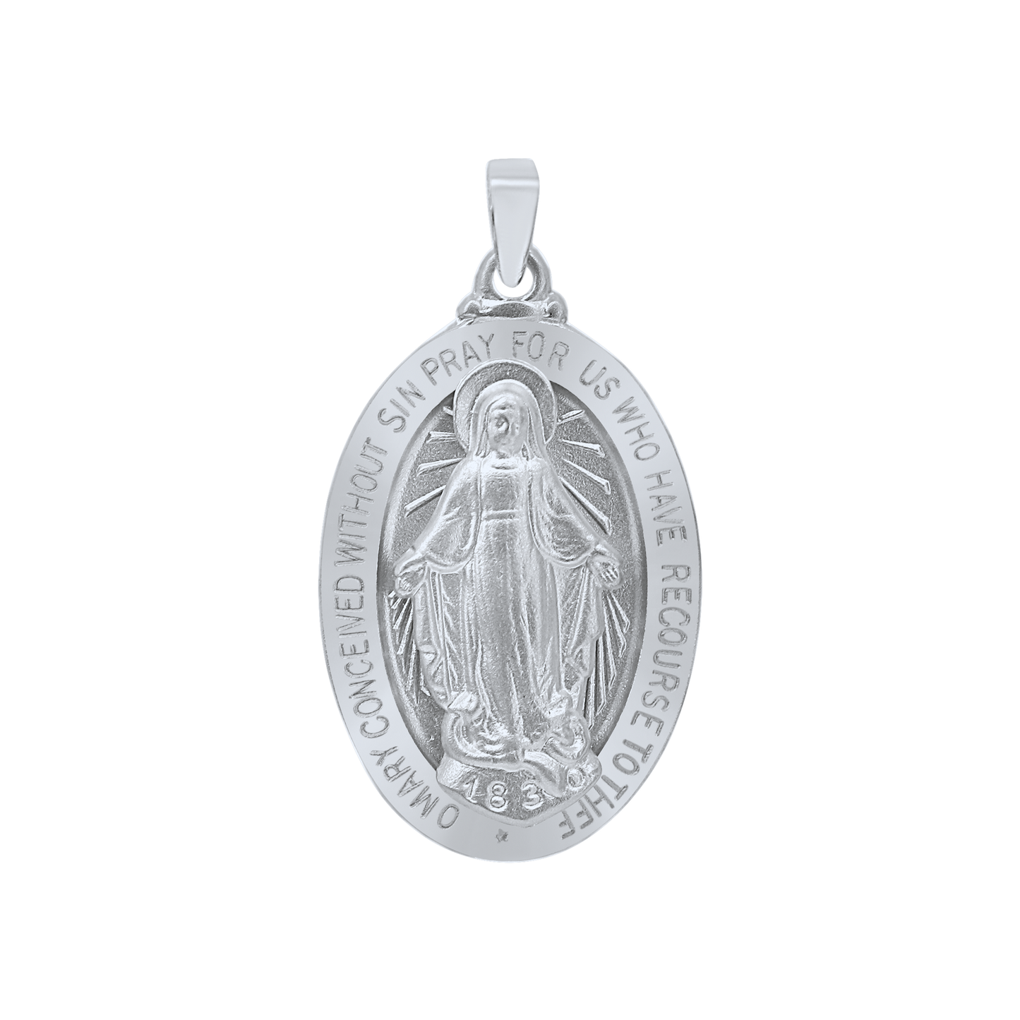 3D-ovales, gerahmtes Wundermedaillon aus Sterlingsilber – Wundermedaille