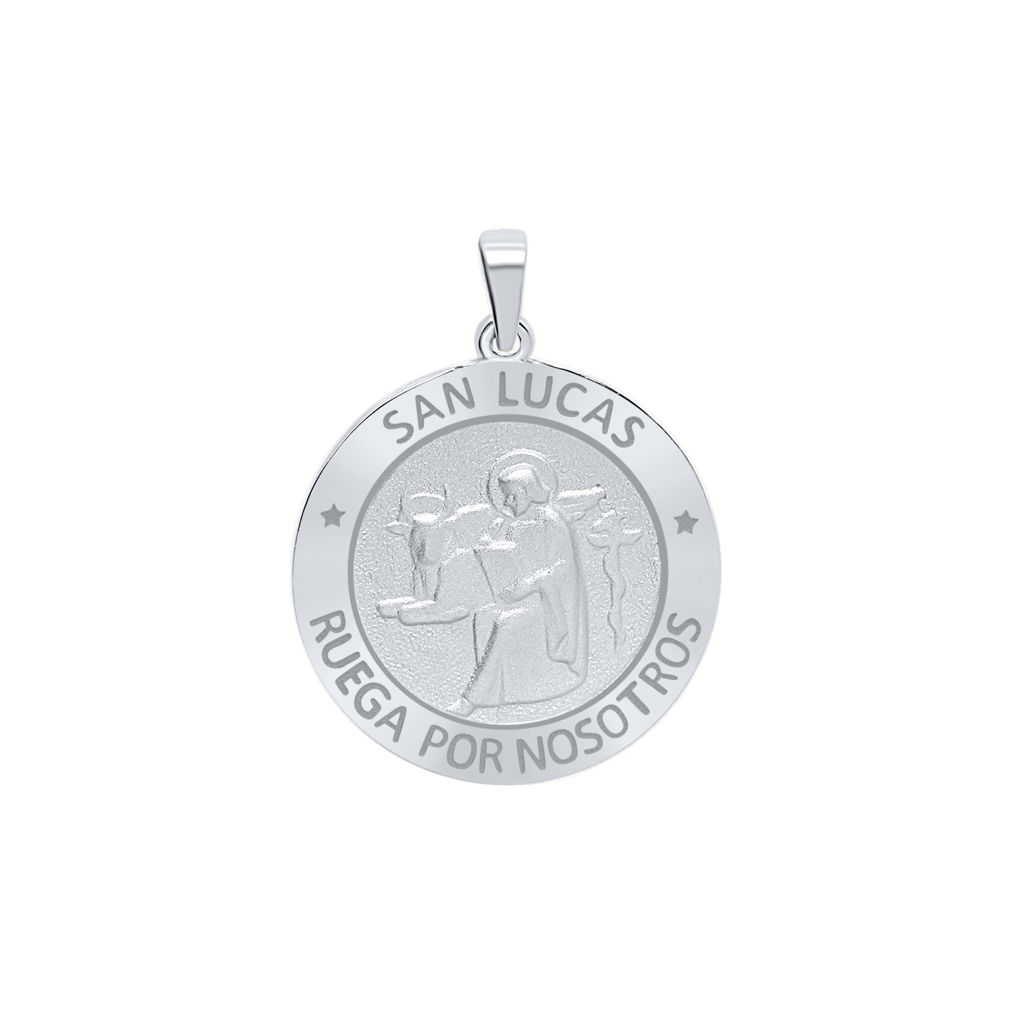 Medaillon-Anhänger mit dem Heiligen Lukas aus Sterlingsilber – San Lucas