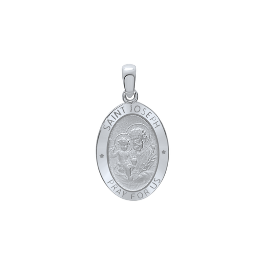 Oval Saint Joseph Medallion in Sterling Silver - San José