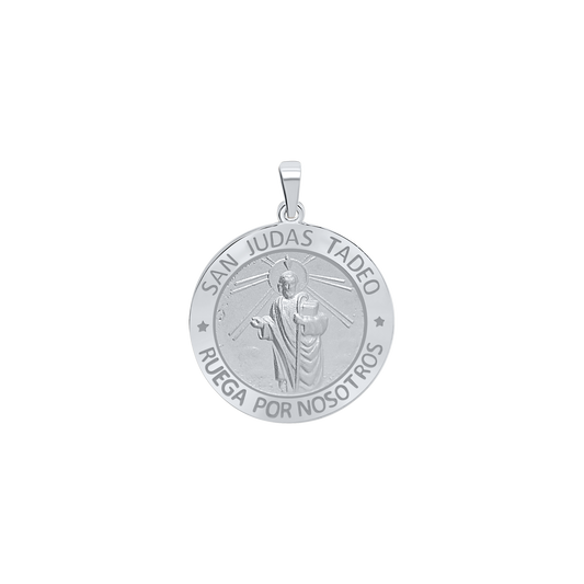 Medaillon-Anhänger des Heiligen Judas Thaddäus aus Sterlingsilber - San Judas Tadeo