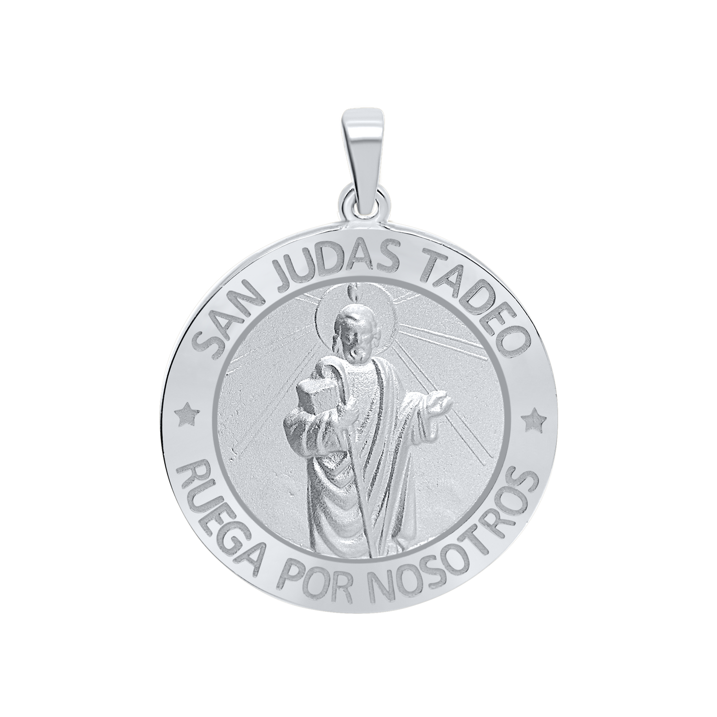 Saint Jude Thaddeus Medallion Pendant in Sterling Silver - San Judas Tadeo