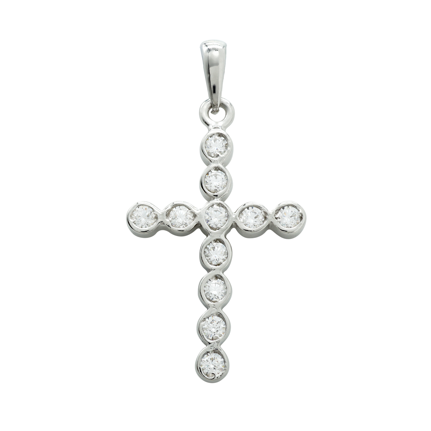 Klassischer Kreuzanhänger mit Diamanten in 14-karätigem Gelbgold, gefasst in einer Lünette