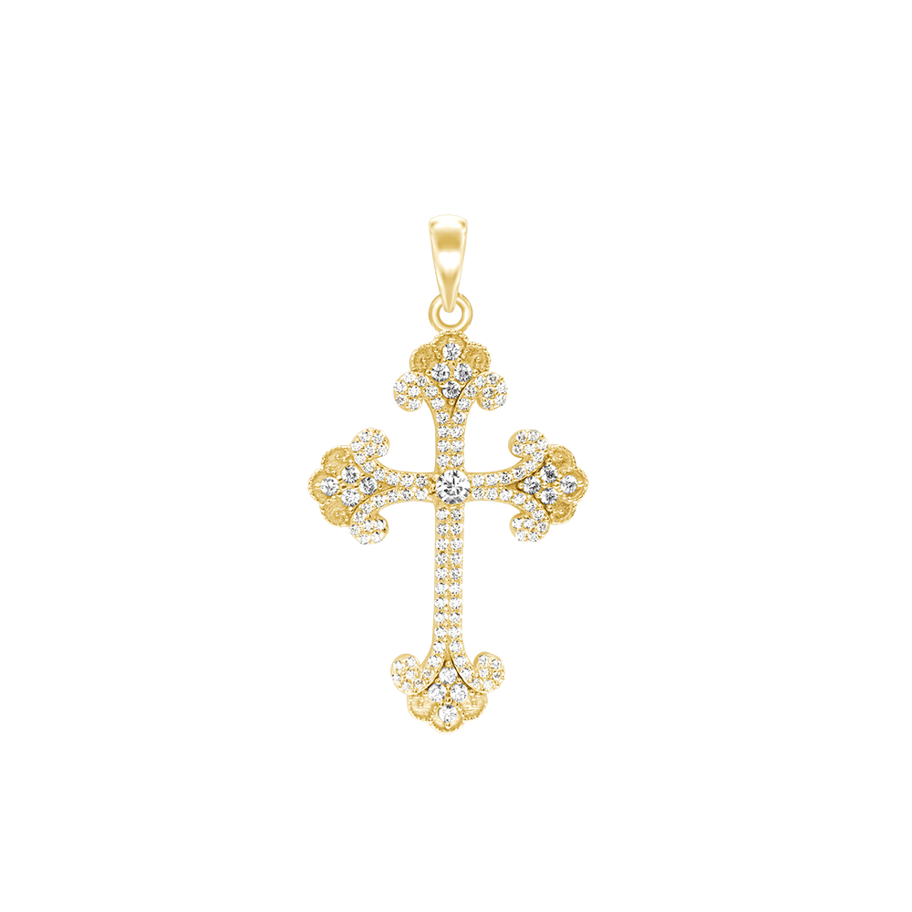 Anhänger in Form eines Knospenkreuzes mit Zirkonia in Sterlingsilber