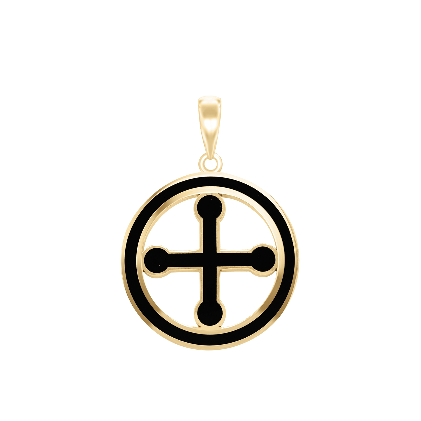 Pomée Cross Medallions with Black Enamel in Sterling Silver