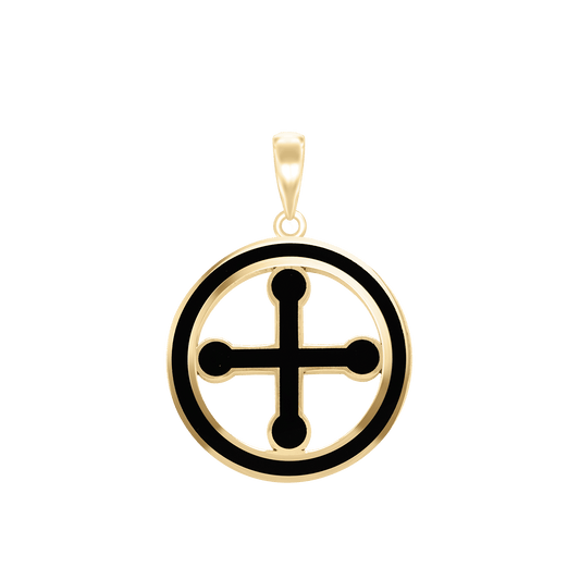 Pomée Cross Medallions with Black Enamel in Sterling Silver