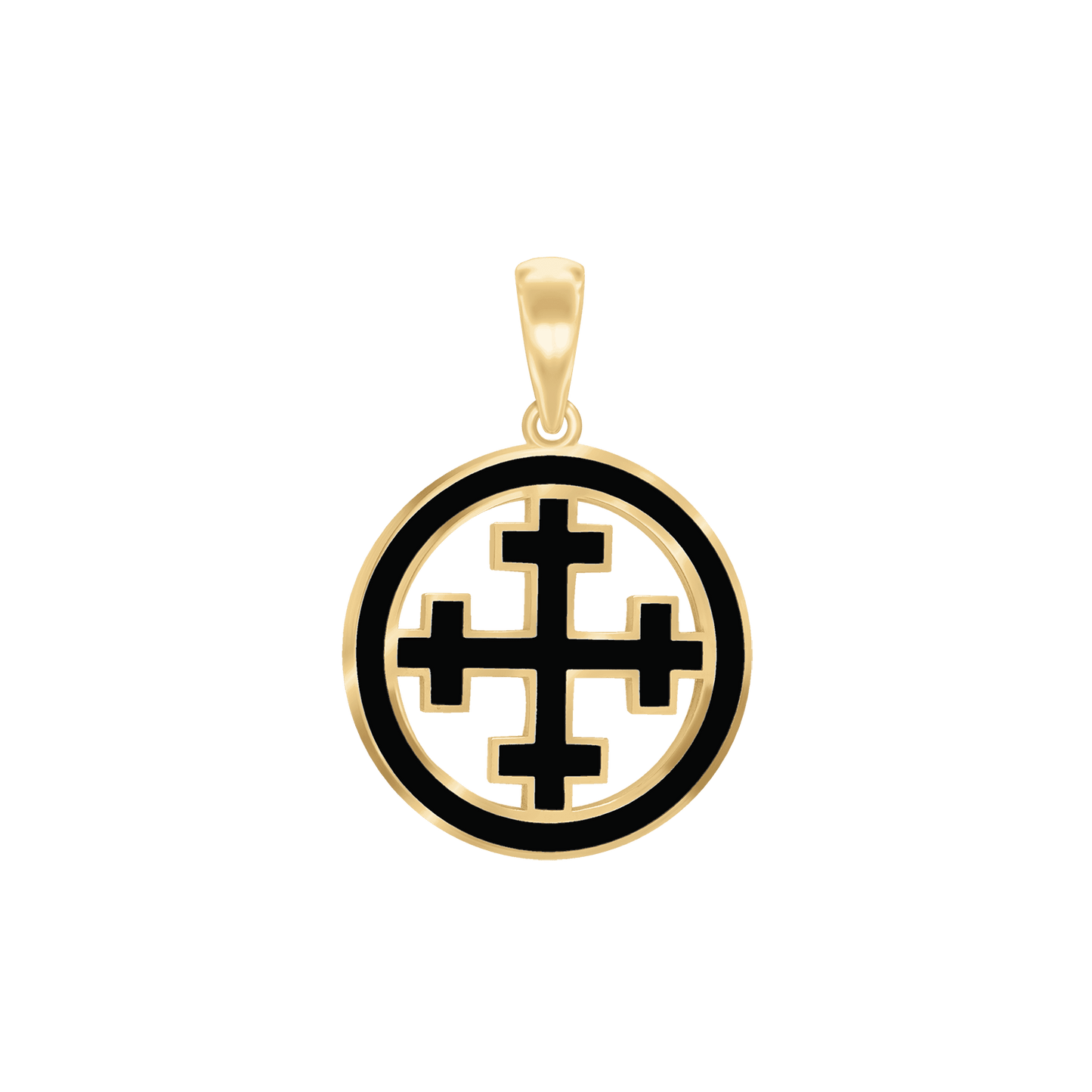 Crosslet Cross Medallions with Black Enamel in Sterling Silver