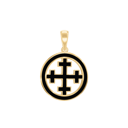 Crosslet Cross Medallions with Black Enamel in Sterling Silver