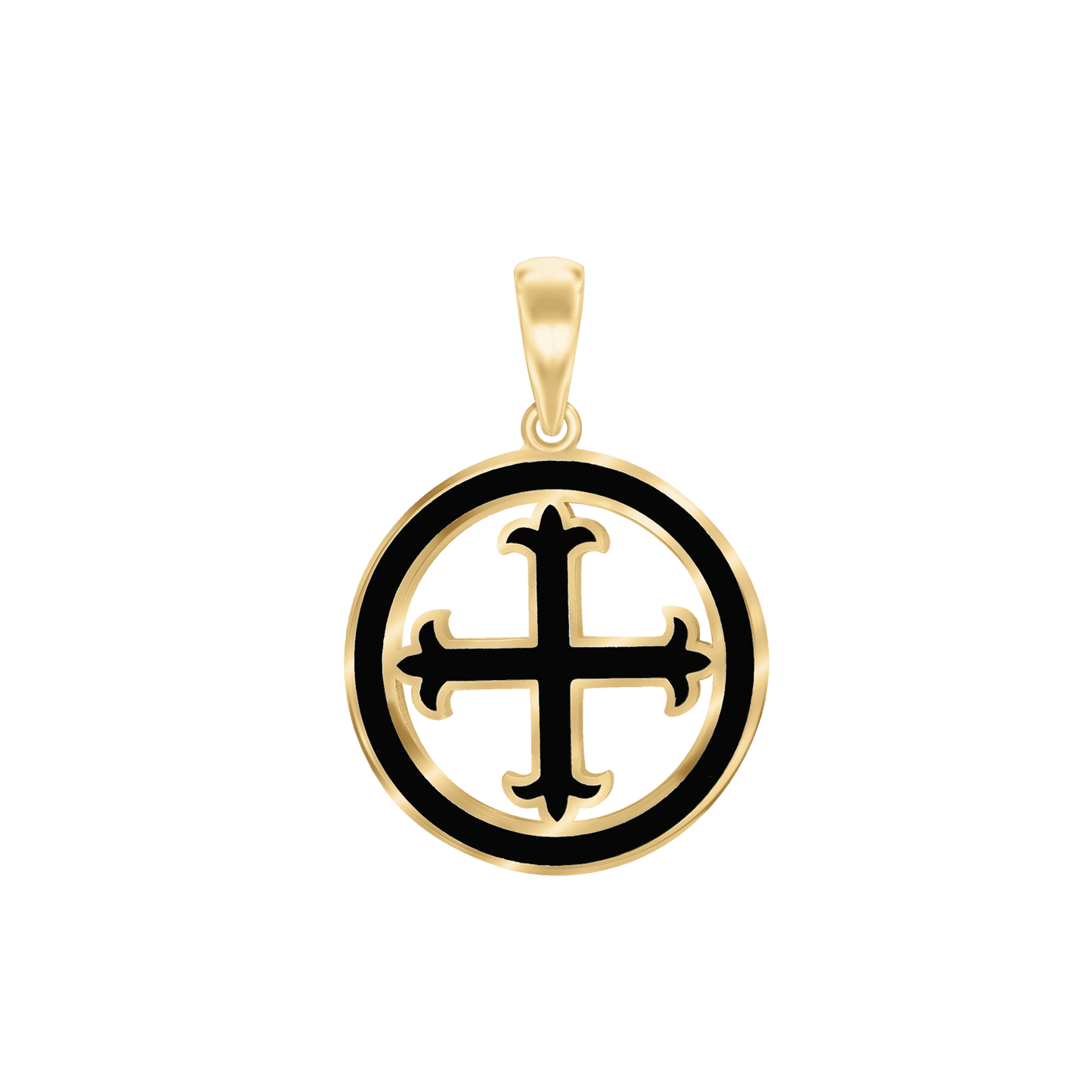 Fleury Cross Medallions with Black Enamel in Sterling Silver