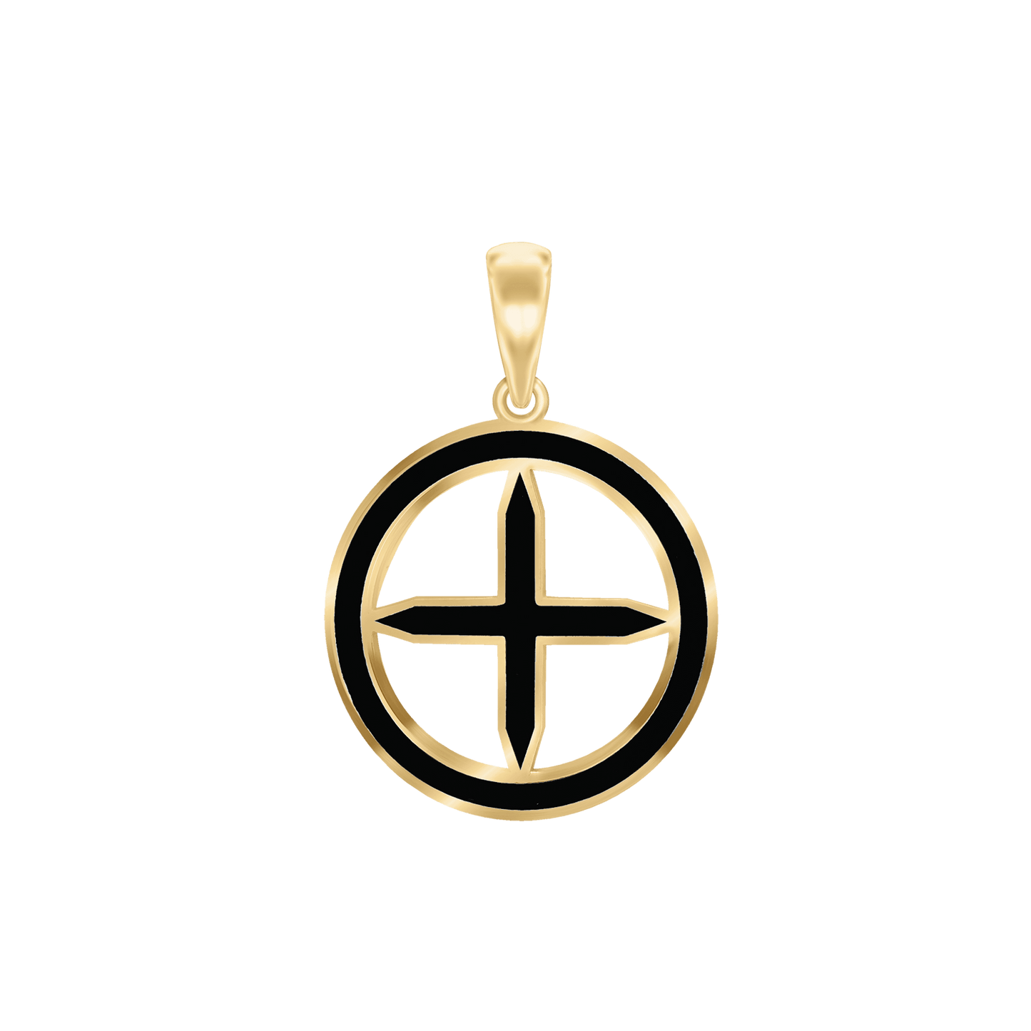 Pointed Cross Medallions with Black Enamel in Sterling Silver