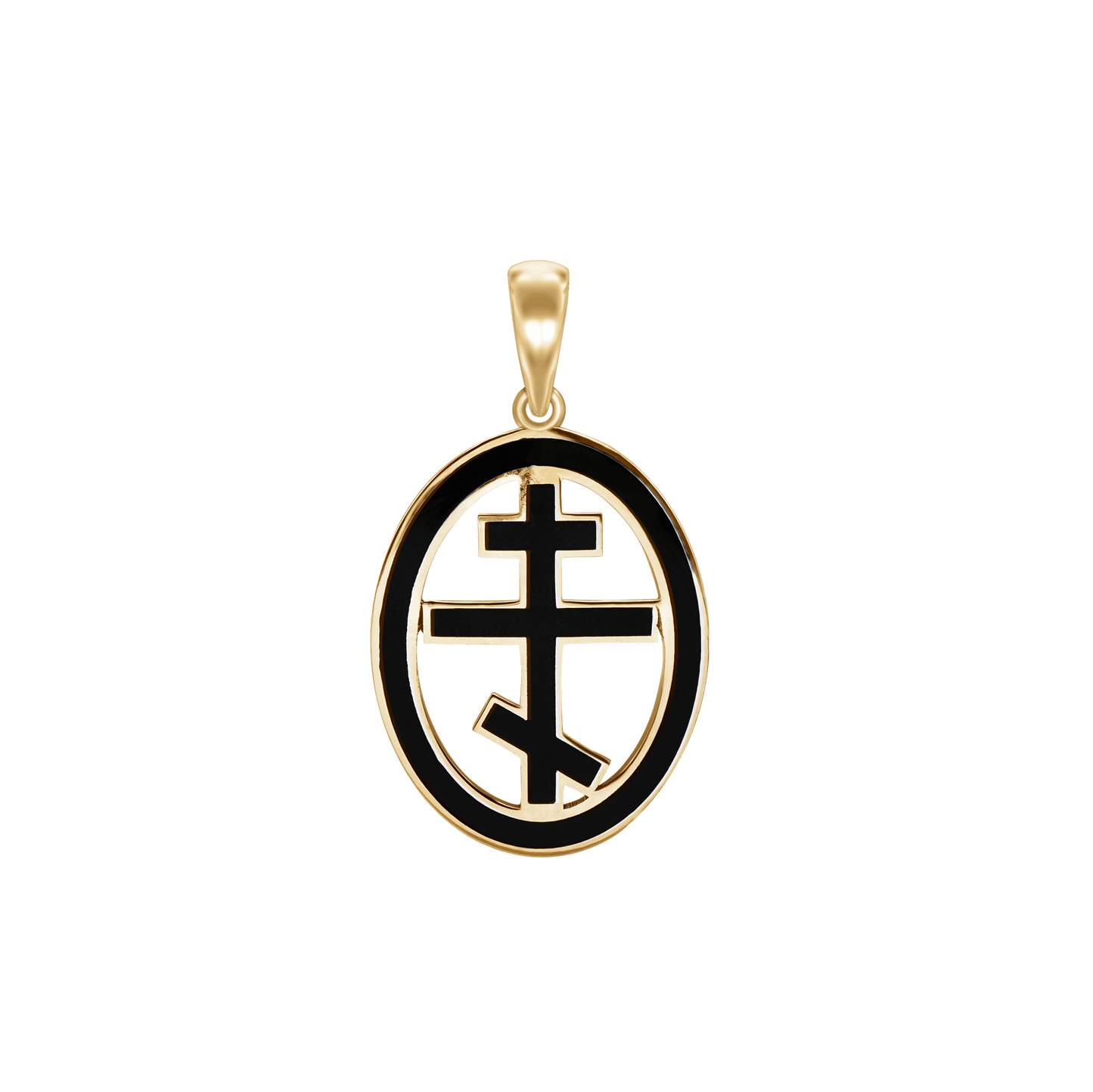 Orthodoxe Kreuzmedaillons mit schwarzer Emaille aus Sterlingsilber