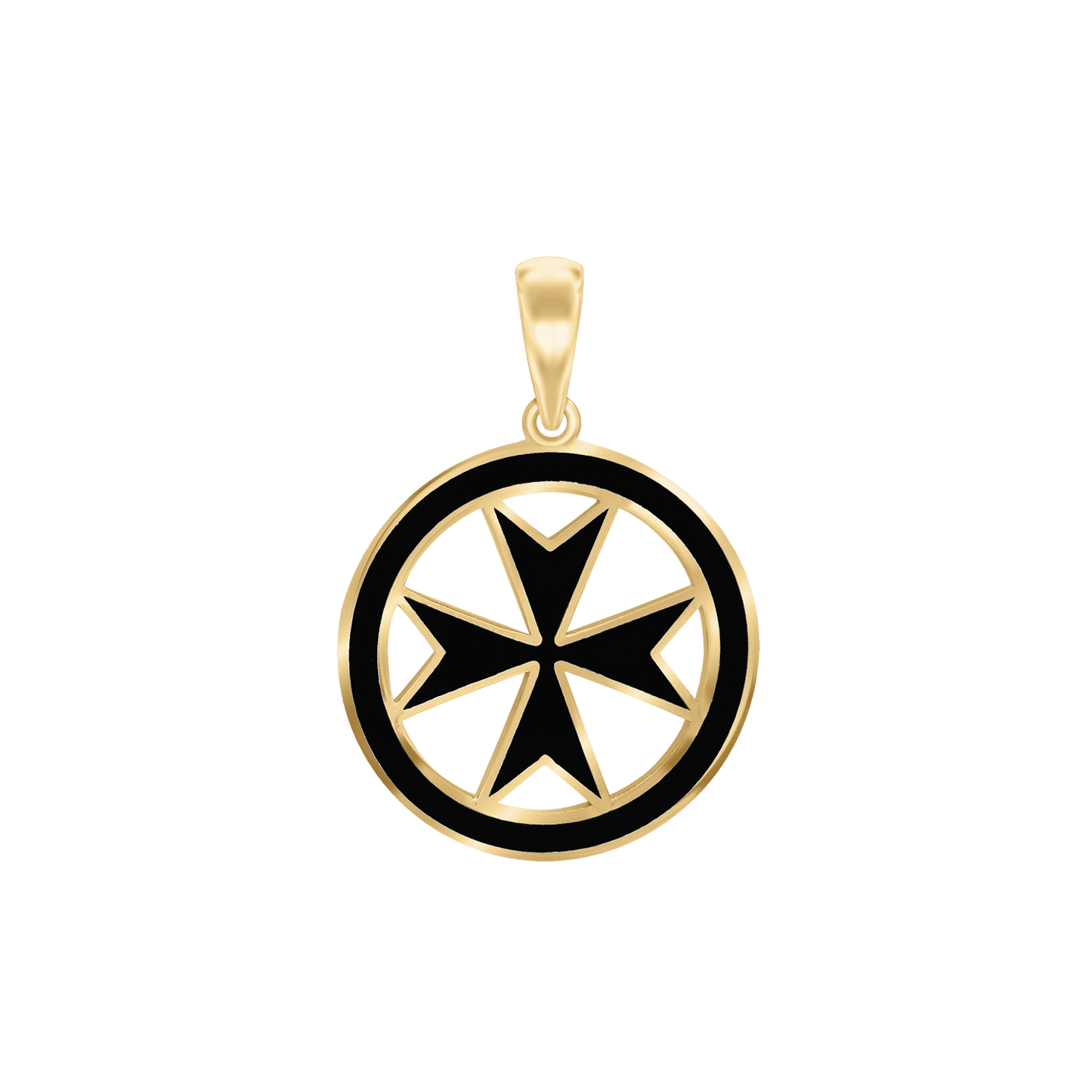 Malteserkreuz-Medaillons mit schwarzer Emaille aus Sterlingsilber