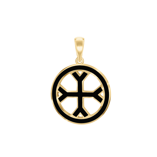 Fourchée Cross Medallions with Black Enamel in Sterling Silver