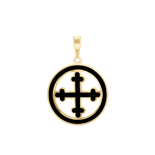 Botonée Cross Medallions with Black Enamel in Sterling Silver