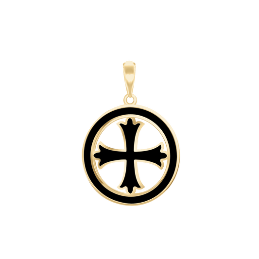 Patonce-Kreuz-Medaillons mit schwarzer Emaille aus Sterlingsilber