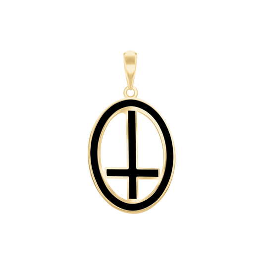 St. Peters Cross Medallions with Black Enamel in Sterling Silver