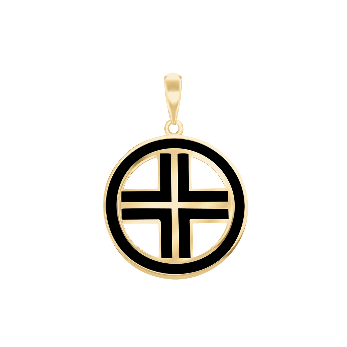 Voided Cross Medallions with Black Enamel in Sterling Silver