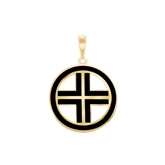 Voided Cross Medallions with Black Enamel in Sterling Silver