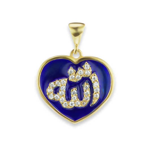 Allah-Anhänger mit violetter Emaille aus Sterlingsilber