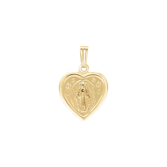 Kleines Medaillon des Wunderherzens aus 14-karätigem Gelbgold - Wundermedaille