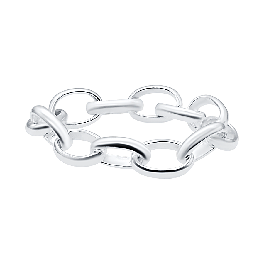 Ovaler Rolo-Kettenring aus Sterlingsilber