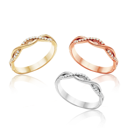 Oval Braid Ring with Diamonds in 14K Gold