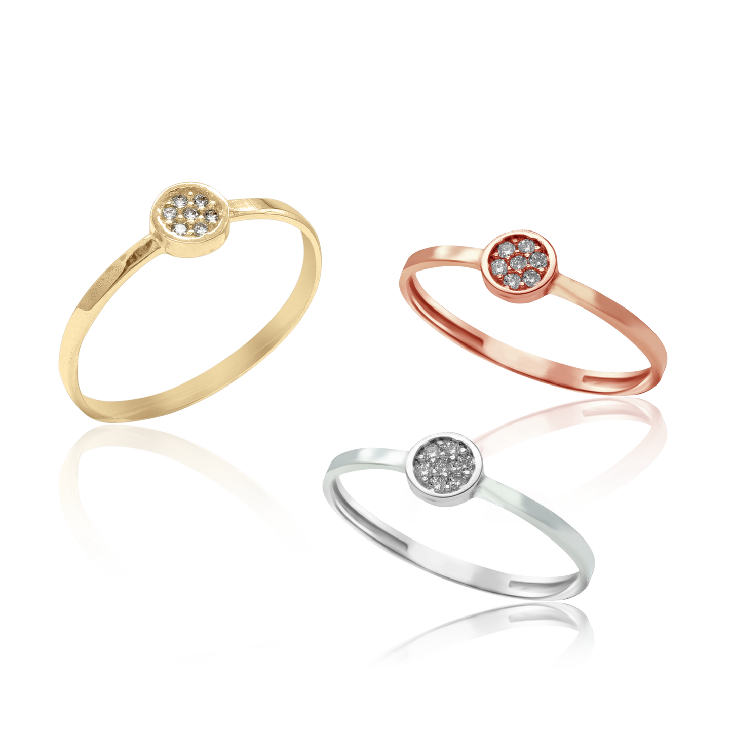 Scheibenring mit Diamanten in 14-karätigem Gold