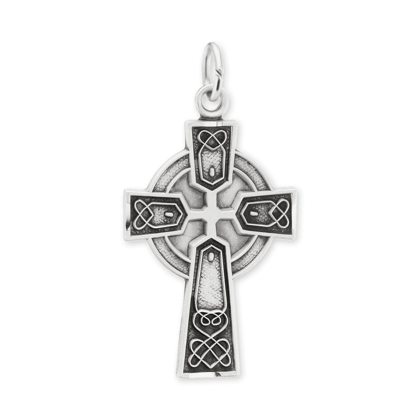 Keltischer Kreuzanhänger mit schwarzer Emaille aus Sterlingsilber