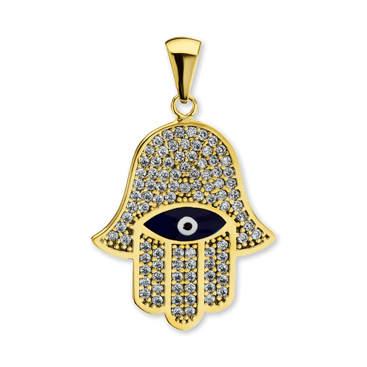 Hamsa-Anhänger mit bösem Blick aus Sterlingsilber