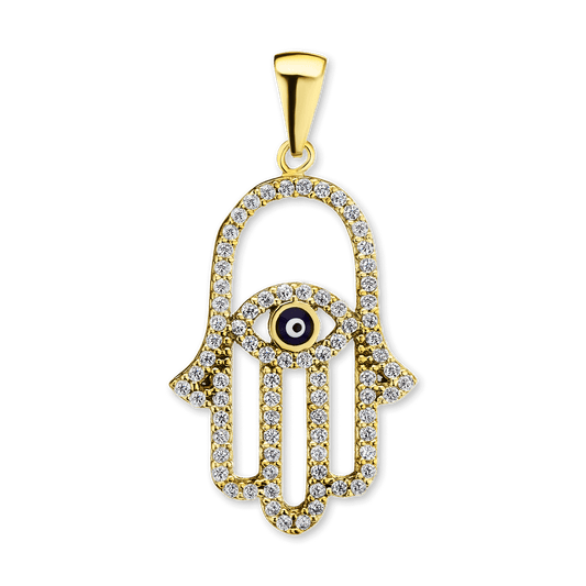 Hamsa-Anhänger mit bösem Blick aus Sterlingsilber