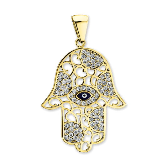 Hamsa-Anhänger mit bösem Blick aus Sterlingsilber
