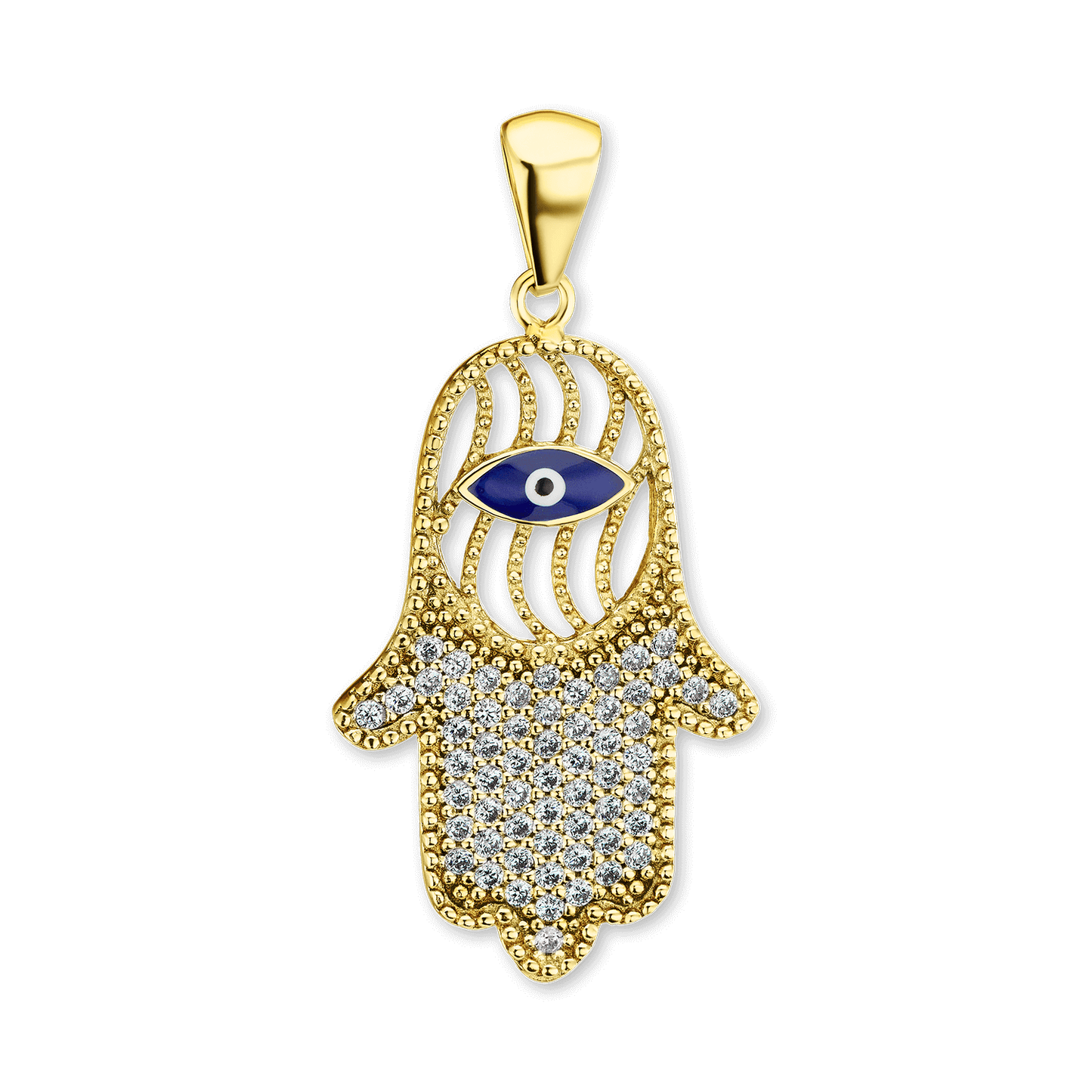 Hamsa Pendant with Evil Eye in Sterling Silver