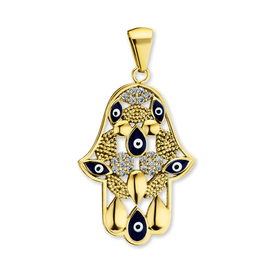 Hamsa-Anhänger mit bösem Blick aus Sterlingsilber