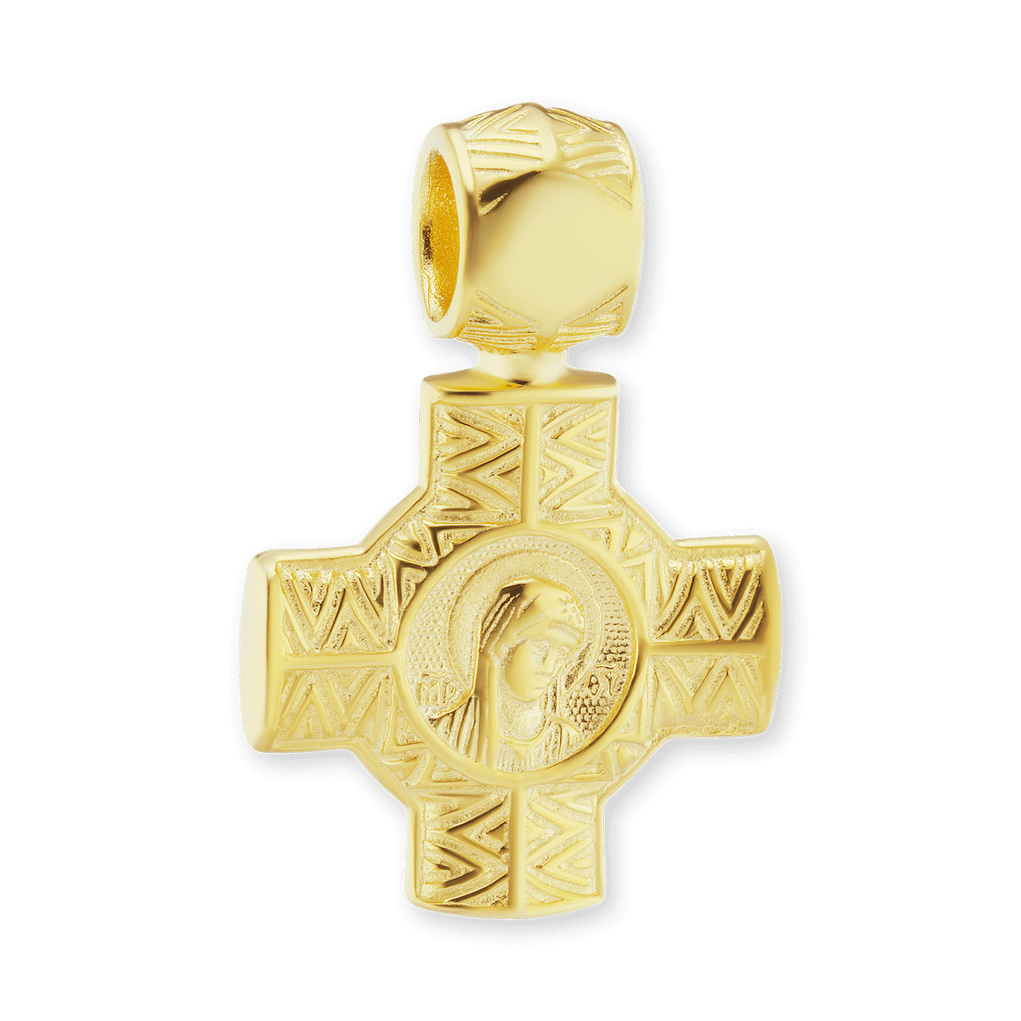 Byzantinischer doppelseitiger Kreuz- und Kruzifixanhänger aus Sterlingsilber