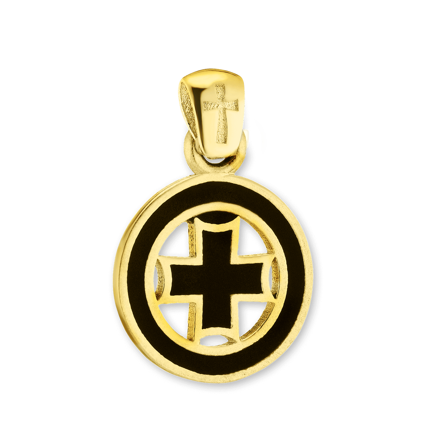 Pattée Cross Medallions with Black Enamel in Sterling Silver