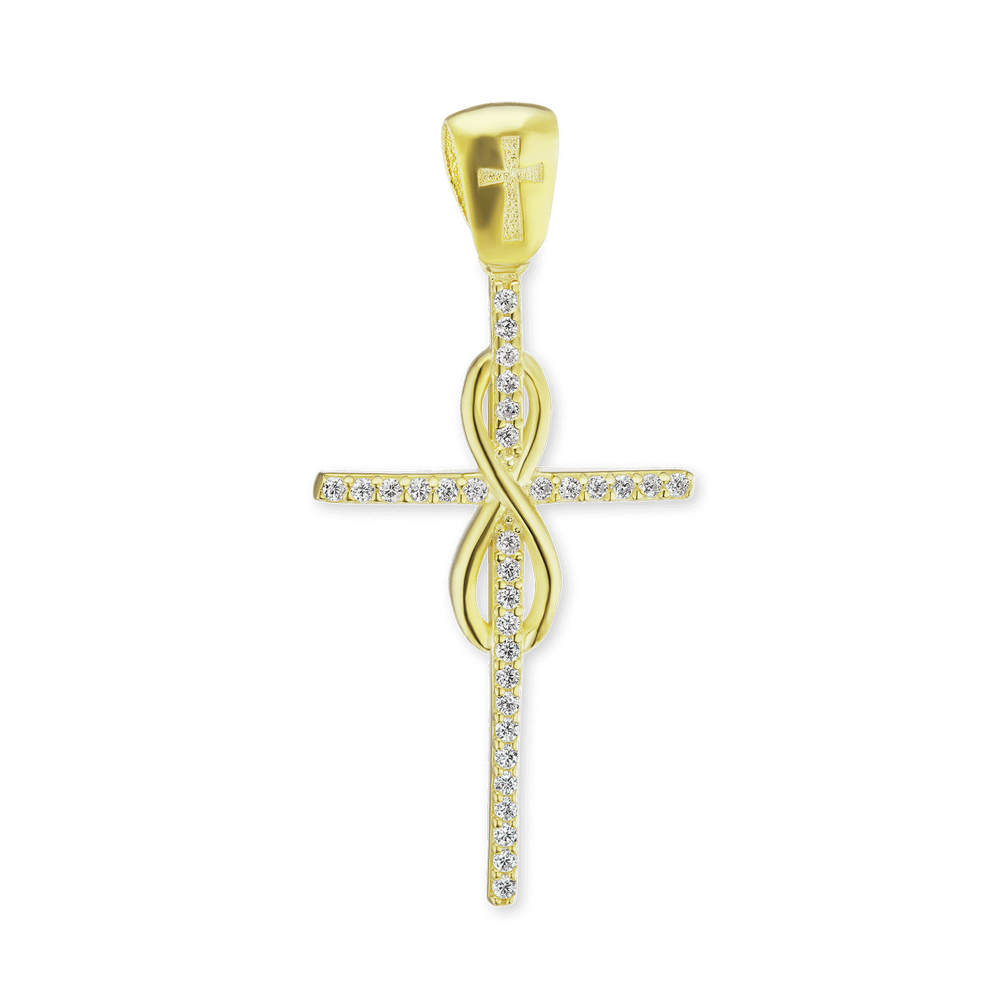 Infinity Cross Pendant with Cubic Zirconia in Sterling Silver