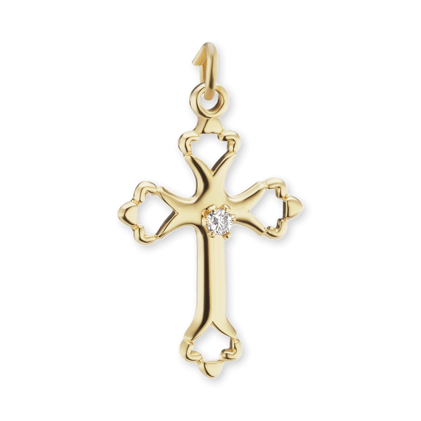 Anhänger in Form eines Knospenkreuzes mit Zirkonia in Sterlingsilber