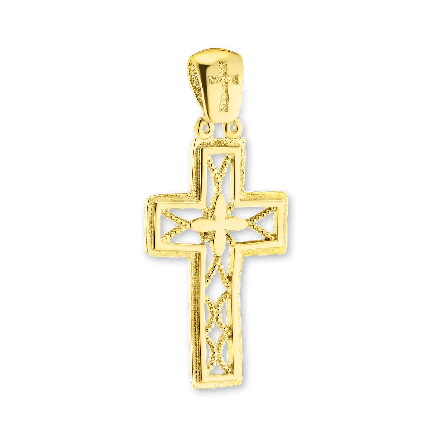 Filigraner Kleeblatt-Kreuzanhänger aus Sterlingsilber