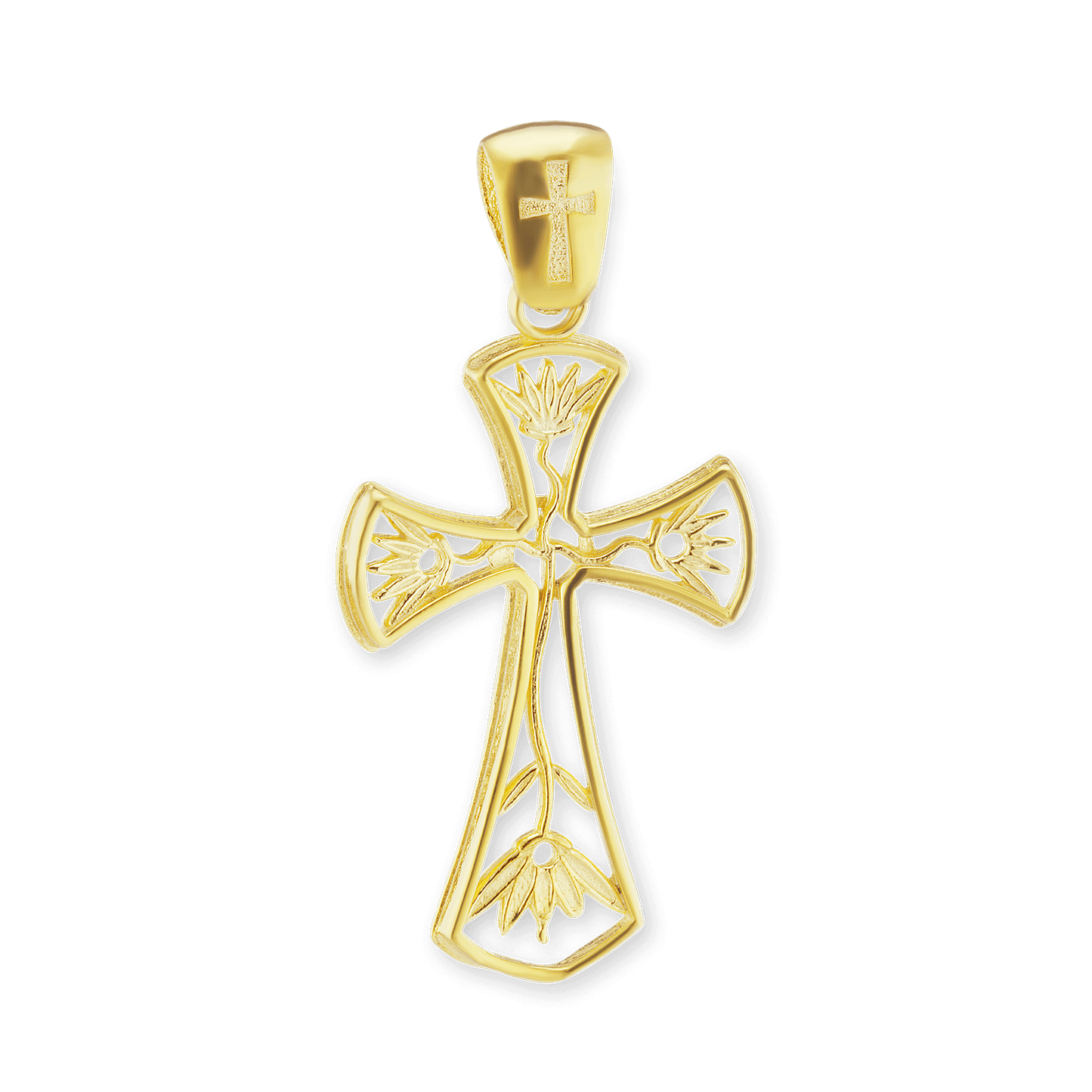 Filigraner Lotus-Kreuz-Anhänger aus Sterlingsilber