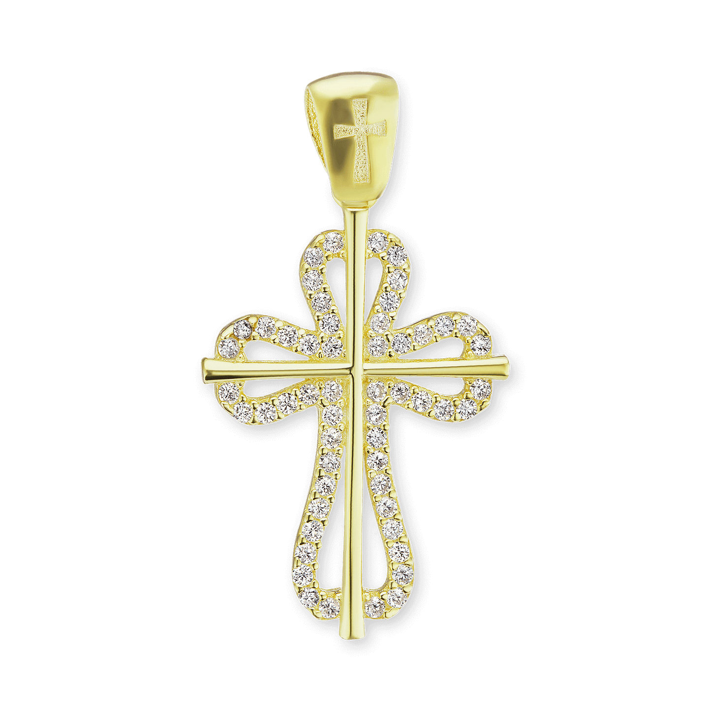 Roman Cross Pendant with Cubic Zirconia in Sterling Silver