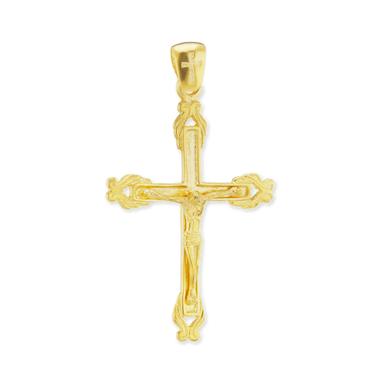 Verzierter Kruzifix-Anhänger aus Sterlingsilber