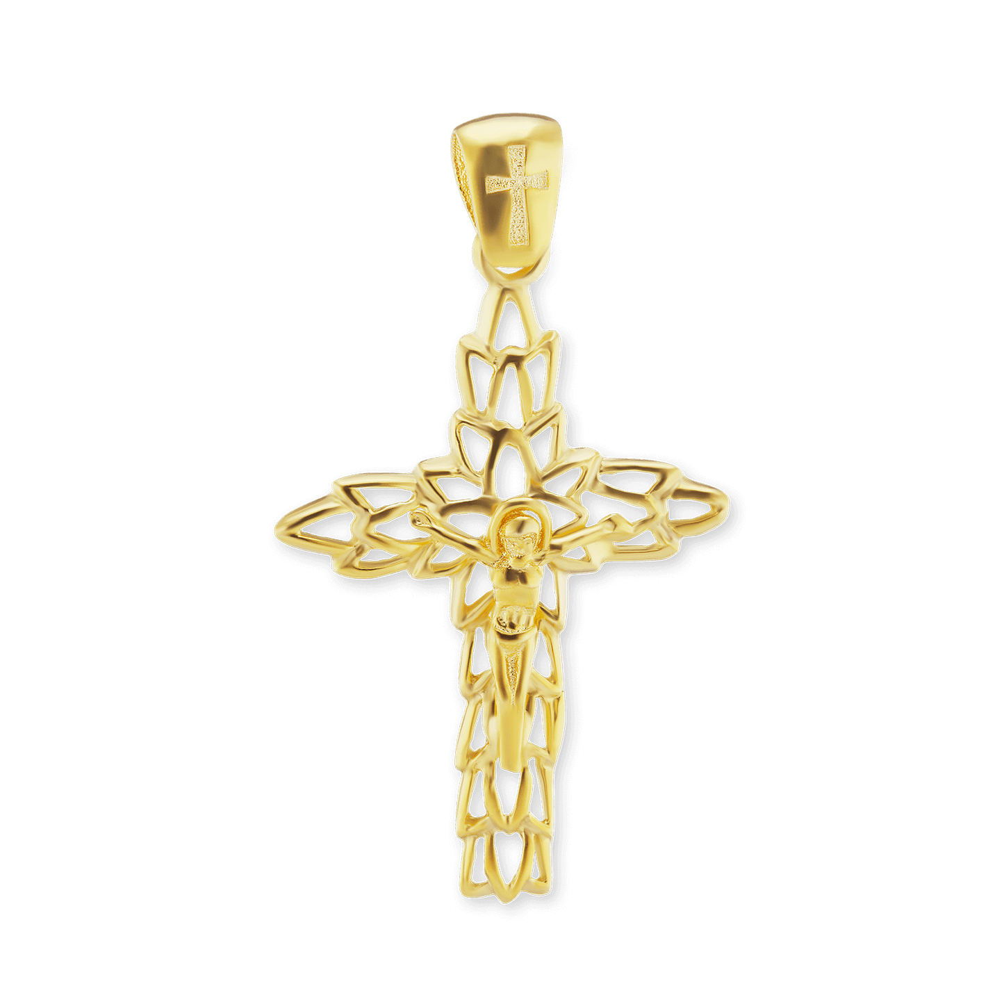 Filigraner Olivenblatt-Kreuzanhänger aus Sterlingsilber