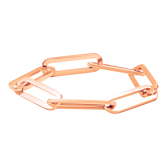 Paperclip Cable Chain Ring 14K Rose Gold