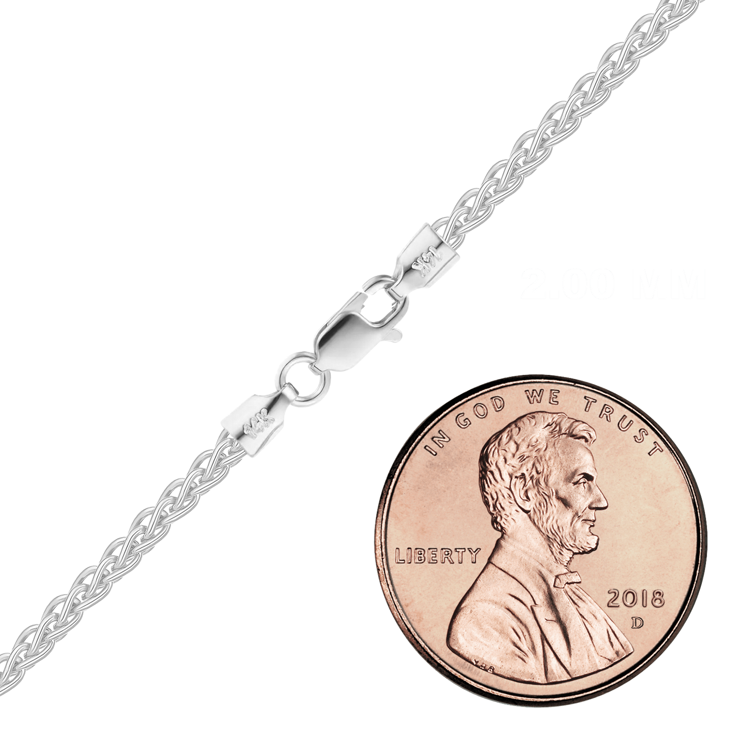 Wheat Necklace 14K White Gold