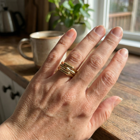 Three Ridged Dome Ring