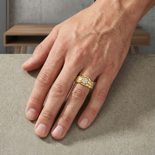 Ring aus 10K/14K Gold mit natürlichem Diamant-Nugget-Cluster – 0,25 Karat